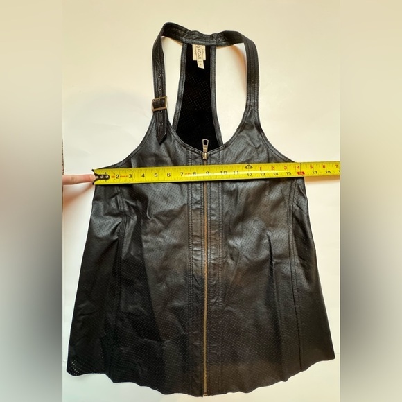 XCVI Perforated black Leather Motorcycle Vest Sleeveless Racerback in W’s small - Picture 2 of 7